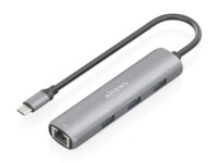 AISENS Dock USB-C A Ethernet Gigabit + Hub 3xUSB-A, Gris, 15cm