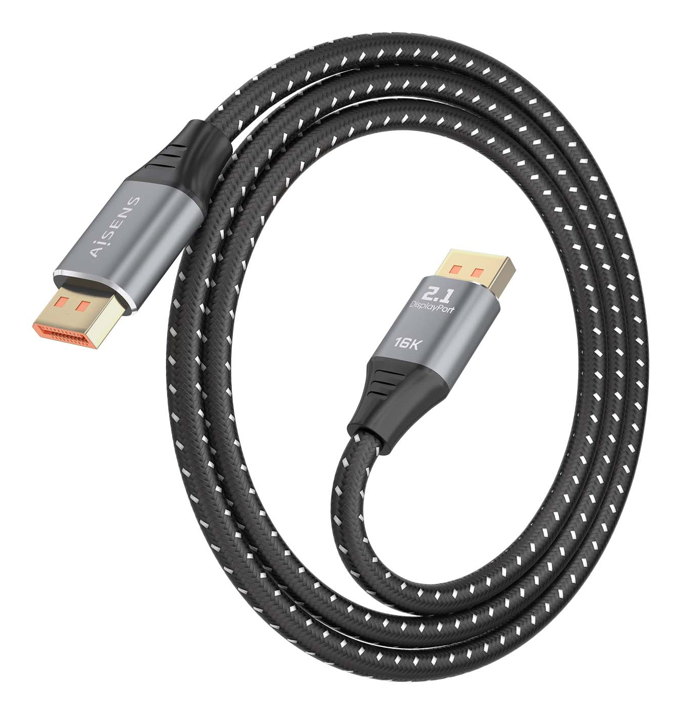 AISENS Cable DisplayPort V2.1 16K@60Hz 80 Gbps, DP/M-DP/M, Negro, 1.0m - Imagen 2