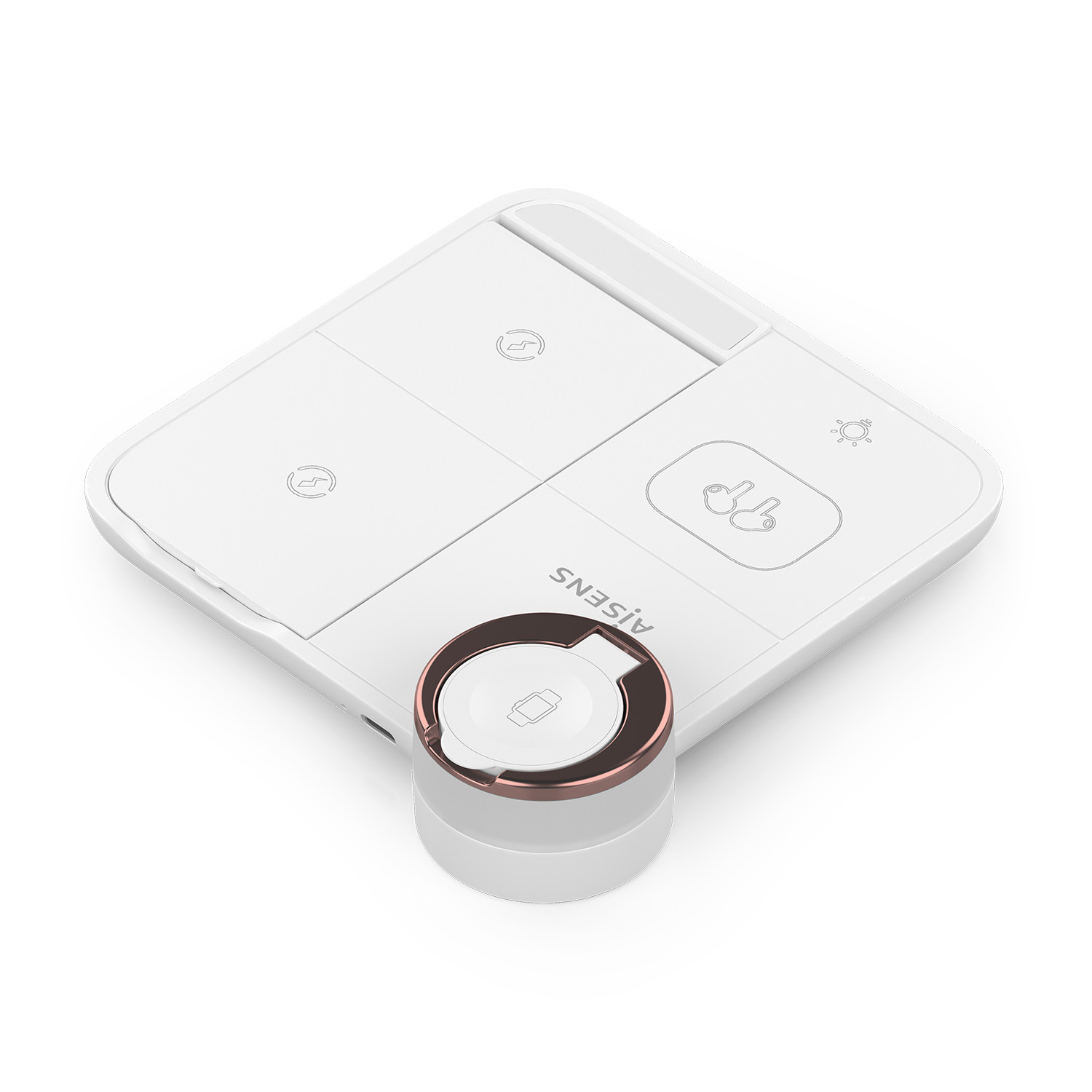 AISENS Cargador Inalambrico USB-C 4 en 1 De 15W Para Movil, Apple Watch, Auriculares Con Estuche De Carga, Blanco - Imagen 3