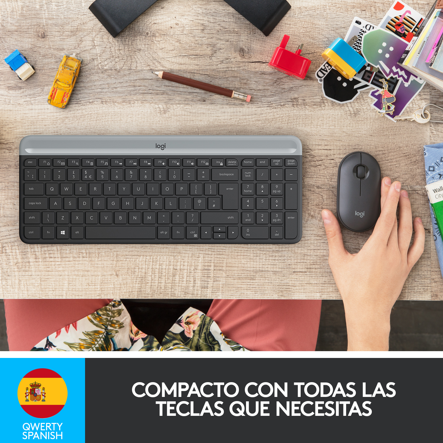 Logitech Slim MK470 teclado Ratón incluido Universal RF inalámbrico QWERTY Español Grafito - Imagen 2