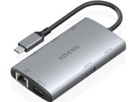 AISENS USB-C Dock 7 en 1, USB-C a 2xHDMI 4K, 1xRJ45, 2xUSB-A USB3.0, 1xUSB-C, 1xUSB-C PD100W, Gris, 20cm