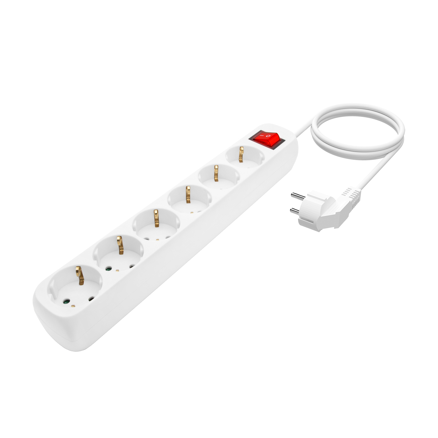 AISENS Base Multiple 6 Tomas Con Interruptor Con Cable 3x1.5mm2, Blanco, 1.4m - Imagen 2