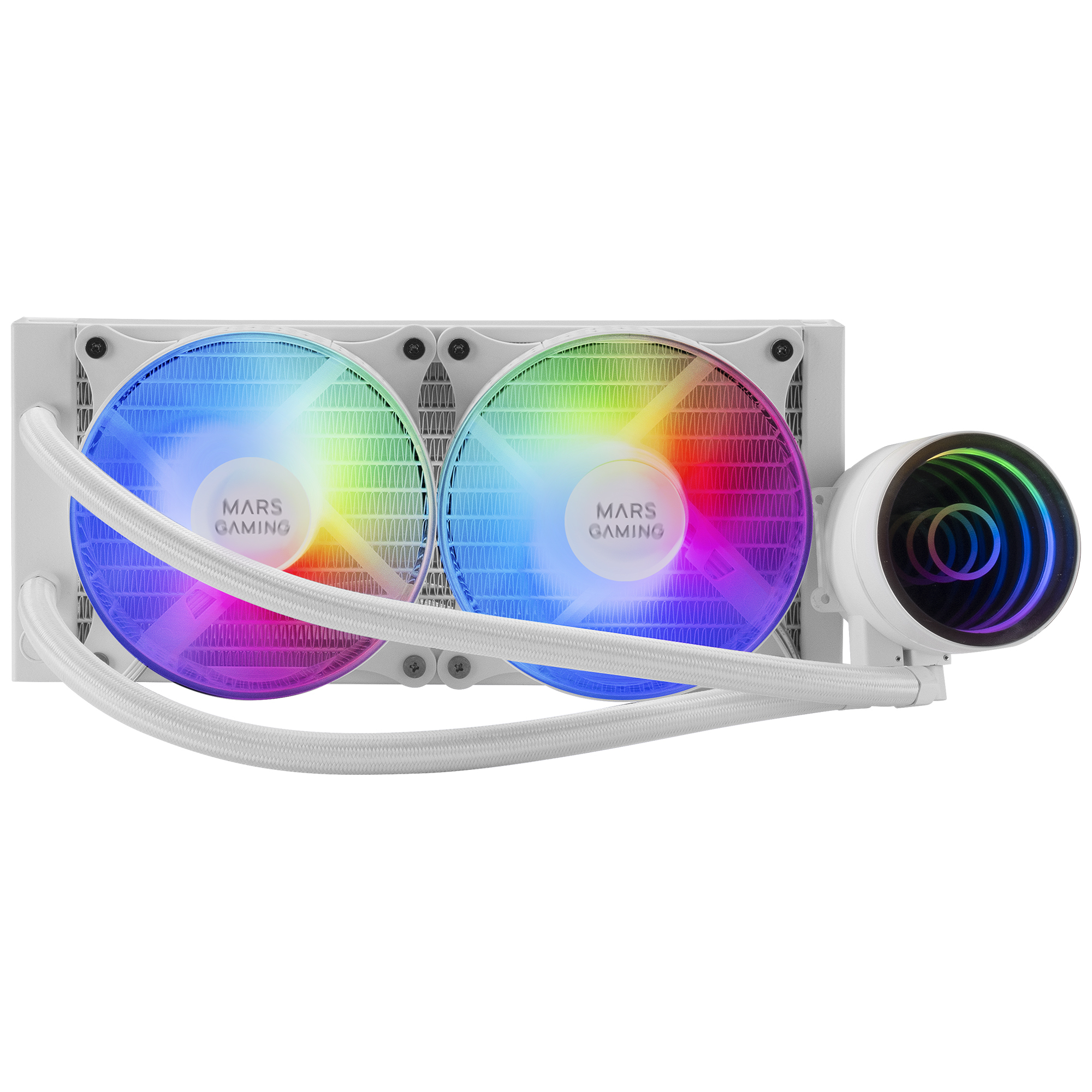 Mars Gaming ML-ONE240 Blanco, Refrigeración Líquida CPU, TDP 400W, Espejo Infinito, 2 Ventiladores FRGB Silenciosos, Multisocket Universal - Imagen 2