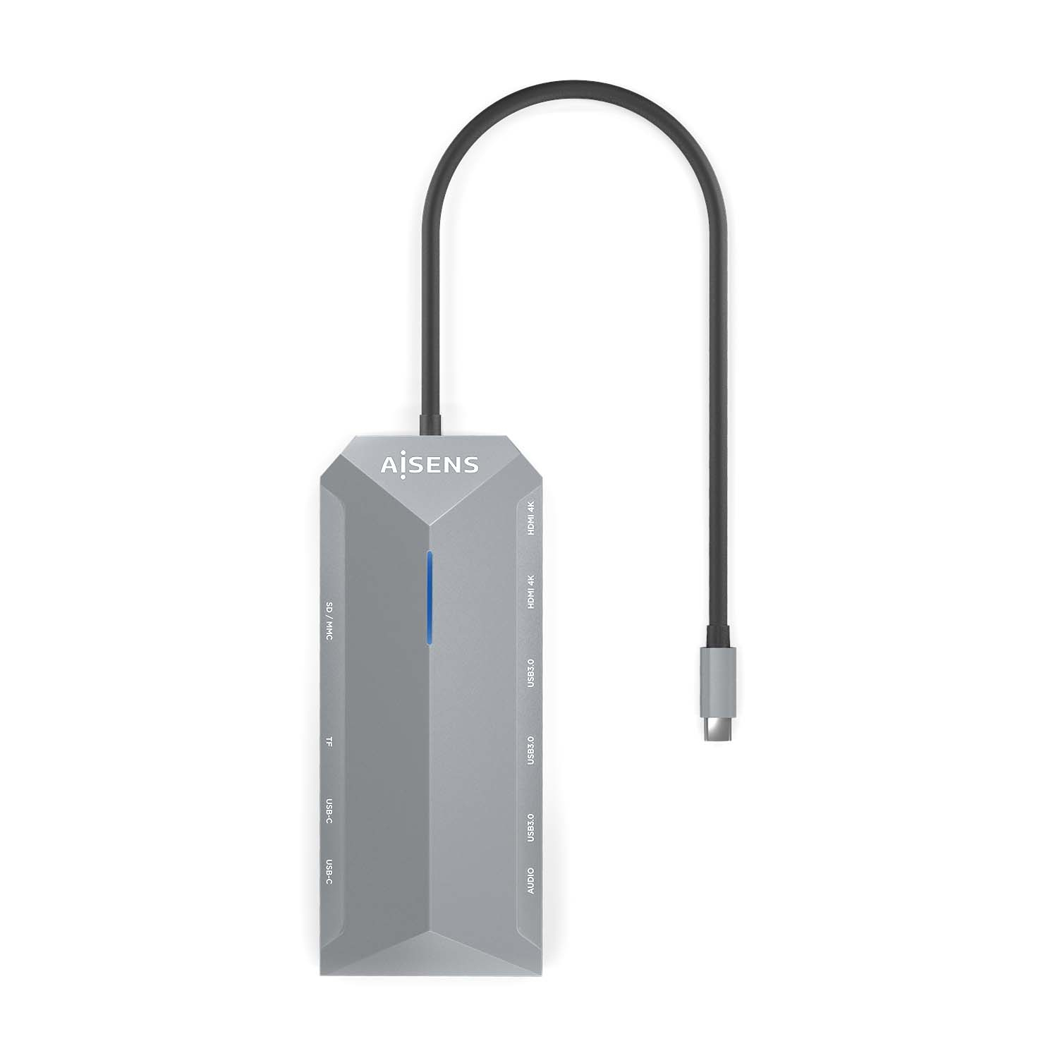 AISENS USB-C Dock 12 En 1, USB-C A 2xHDMI, 1xRJ45, 3xUSB-A, 2xUSB-C, 1xUSB-C PD, 1xAudio, 1xSD, 1xMicro SD, Gris, 30cm - Imagen 3