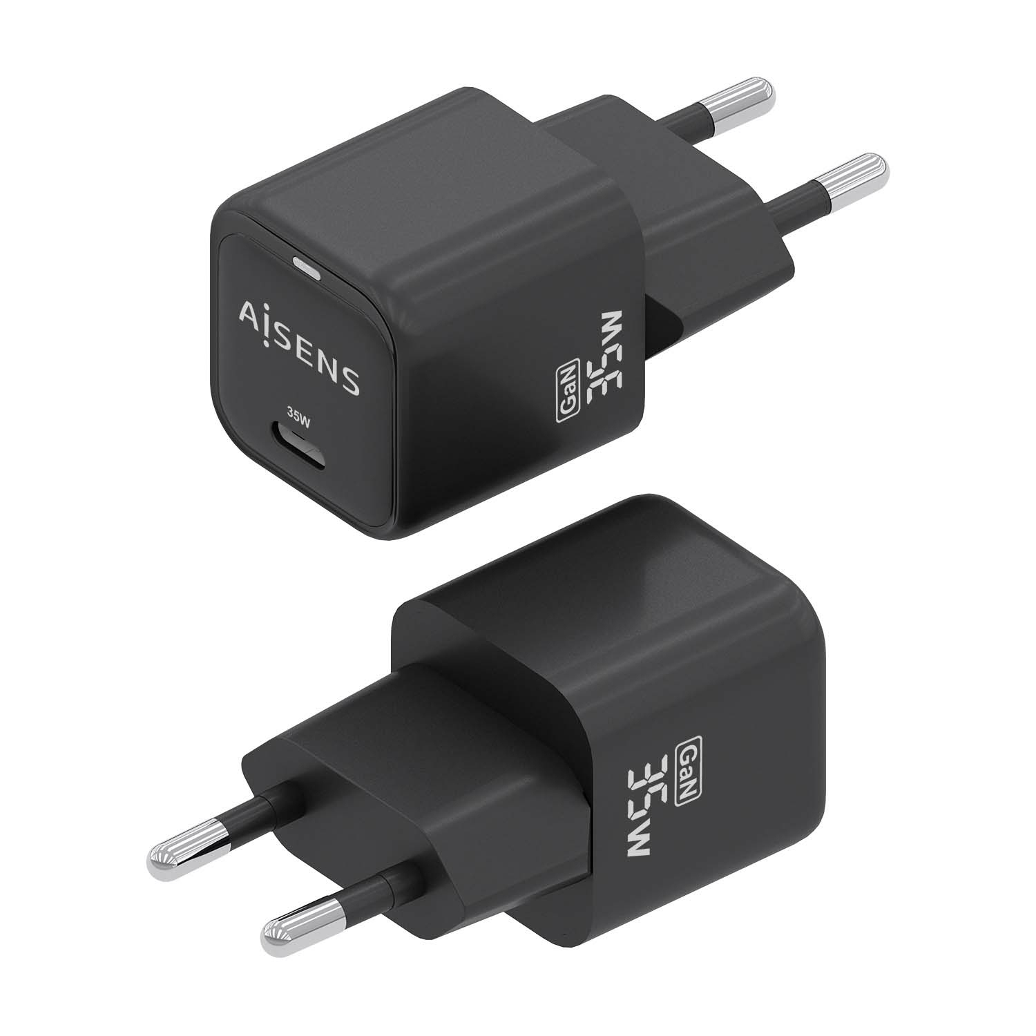 AISENS Cargador GaN 35W, 1xUSB-C PD3.0 QC4.0, Negro - Imagen 3