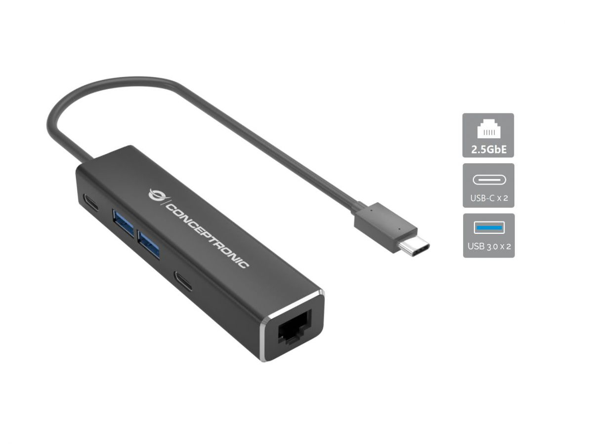 Conceptronic ABBY14B base para portátil y replicador de puertos Alámbrico USB 3.2 Gen 1 (3.1 Gen 1) Type-C Gris - Imagen 2