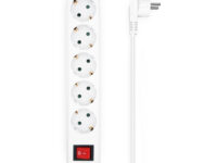 AISENS Base Multiple 5 Tomas con Interruptor con Cable 3×1.5mm2, Blanco, 1.4 m