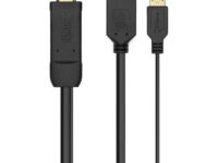 AISENS Conversor Activo HDMI 2.0 + USB Alim. a DISPLAYPORT V1.2, HDMI/M-USB/M-DP/H, Negro, 10CM