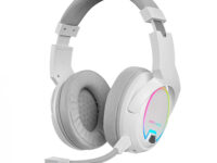 Mars Gaming MHW-100 Blanco, Auriculares Inalámbricos ARGB Flow, Micrófono ENC Extraíble,Cancelación de Ruido Activa ENC + Pasiva, Compatibilidad Universal