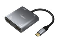 AISENS Conversor USB-C a 2XHDMI 4K SST MST/USB2.0/USB-C PD 60W, USB-C/M-2XHDMI/H-USB-A/H-USB-C/H, Gris, 15CM