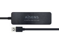 AISENS Hub USB 3.0, Tipo A/M - 4 x Tipo A/H, Negro, 30 cm