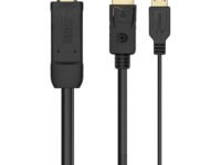 AISENS Cable Conversor Activo HDMI 2.0 + USB Alim. a DISPLAYPORT V1.2, HDMI/M-USB/M-DP/M, Negro, 1.8M