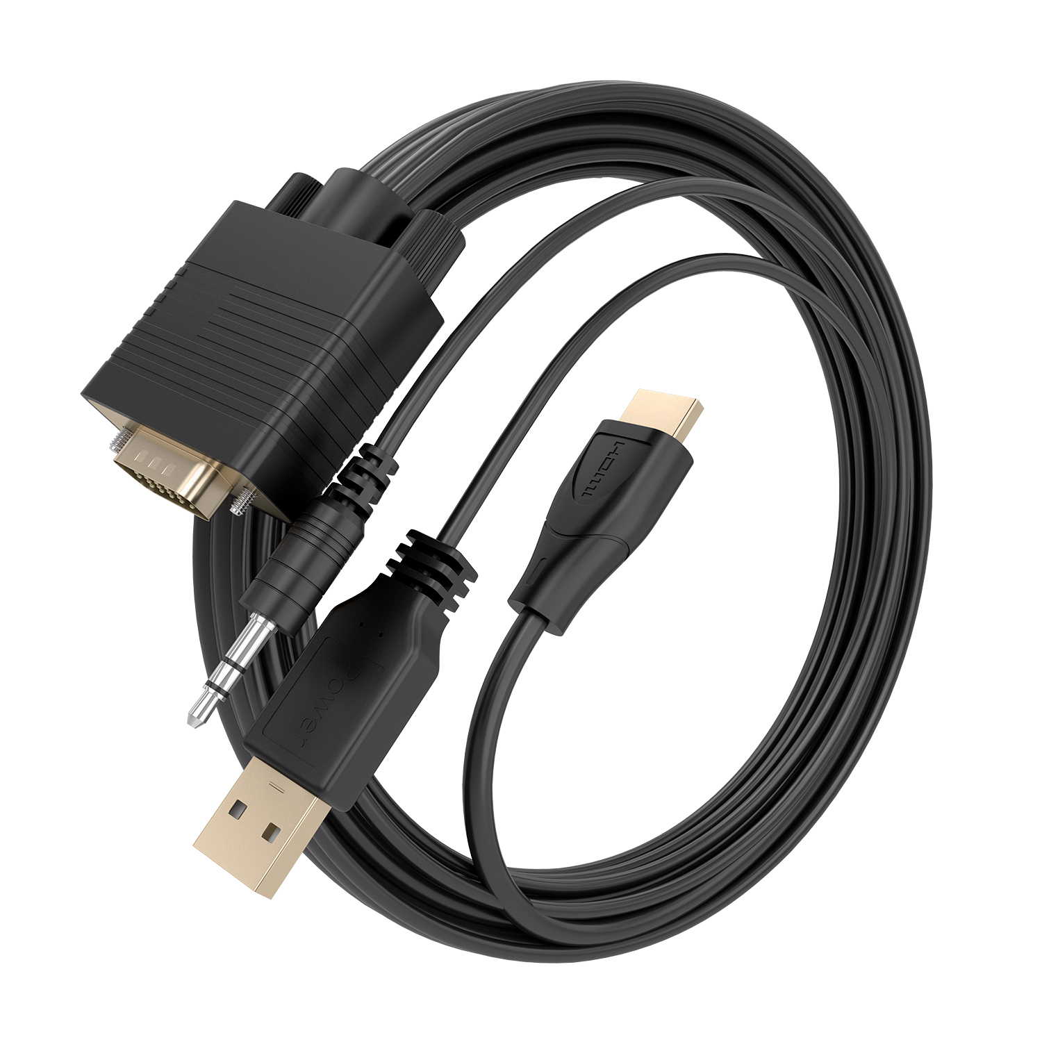 AISENS Cable Conversor HDMI a SVGA+Audio, HDMI A/M-SVGA/M+Jack 3.5/M+USB-A/M, Negro, 1.5m - Imagen 2