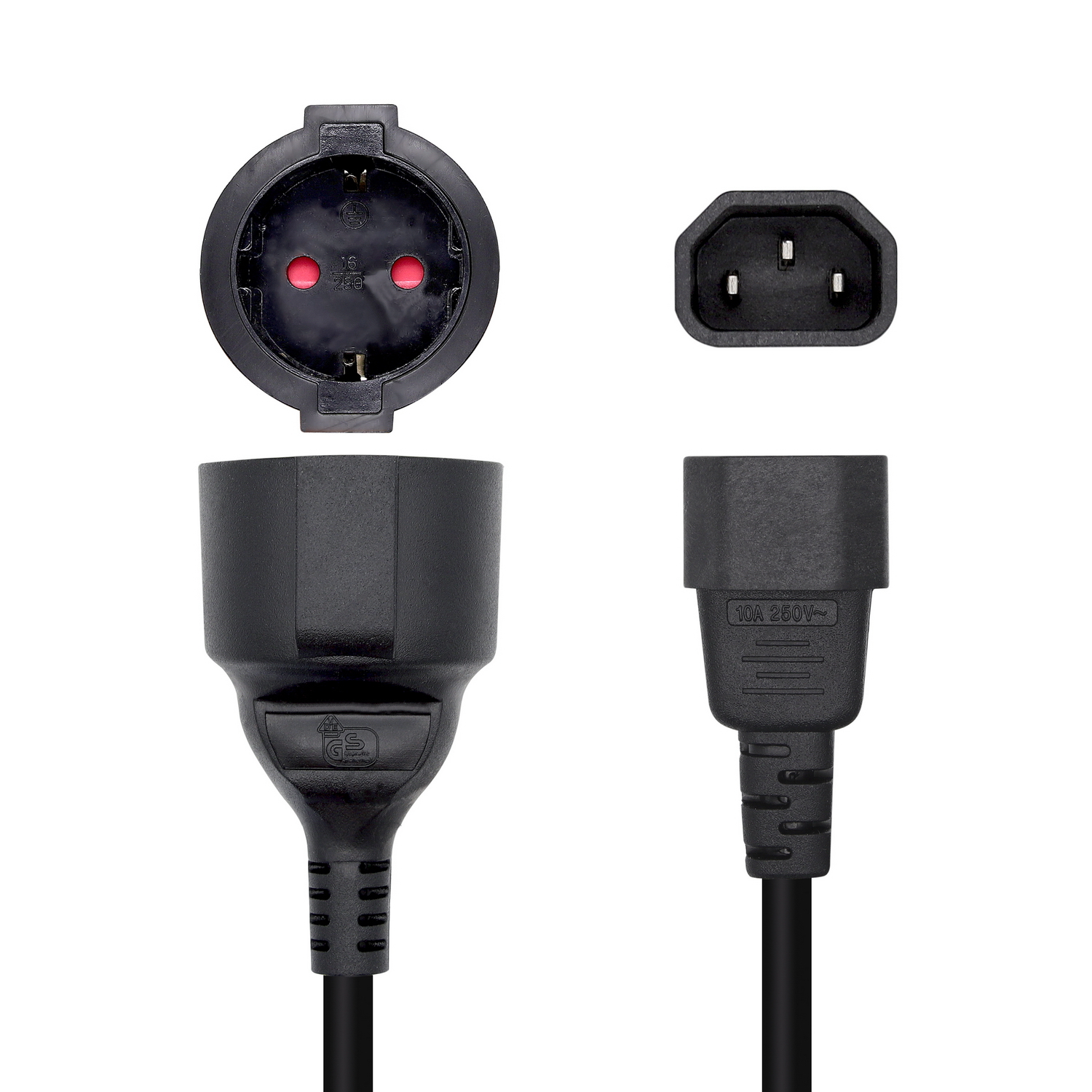 AISENS Cable Alimentación 16A, C14/M A CEE7/H, 25cm - Imagen 2