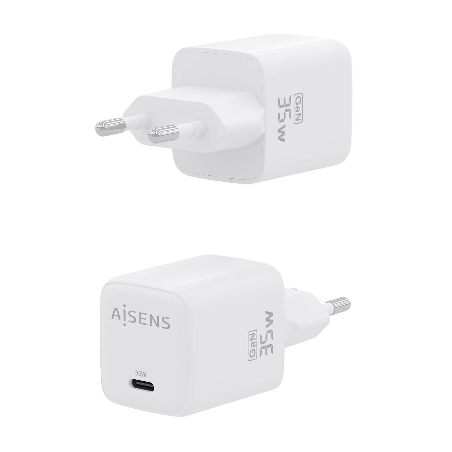 AISENS Cargador GaN 35W, 1xUSB-C PD3.0 QC4.0, Blanco - Imagen 3