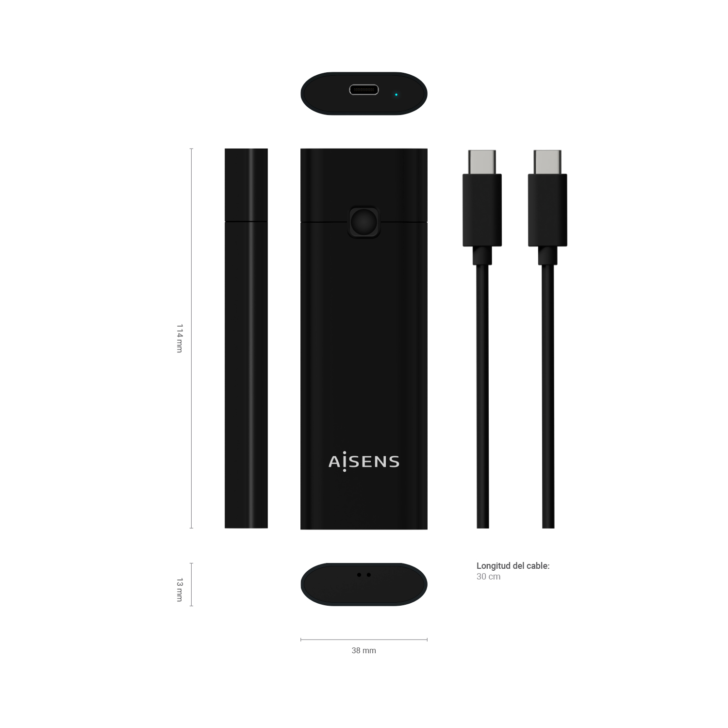 AISENS Caja Externa M.2 (NGFF) ASM2-020B NVMe a USB3.2 GEN2, Negra - Imagen 3