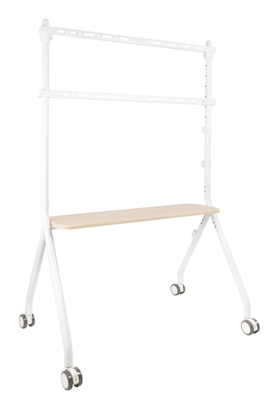 TooQ iLOVE Soporte de Suelo con Ruedas para Pantalla 49'-80', Blanco y Haya