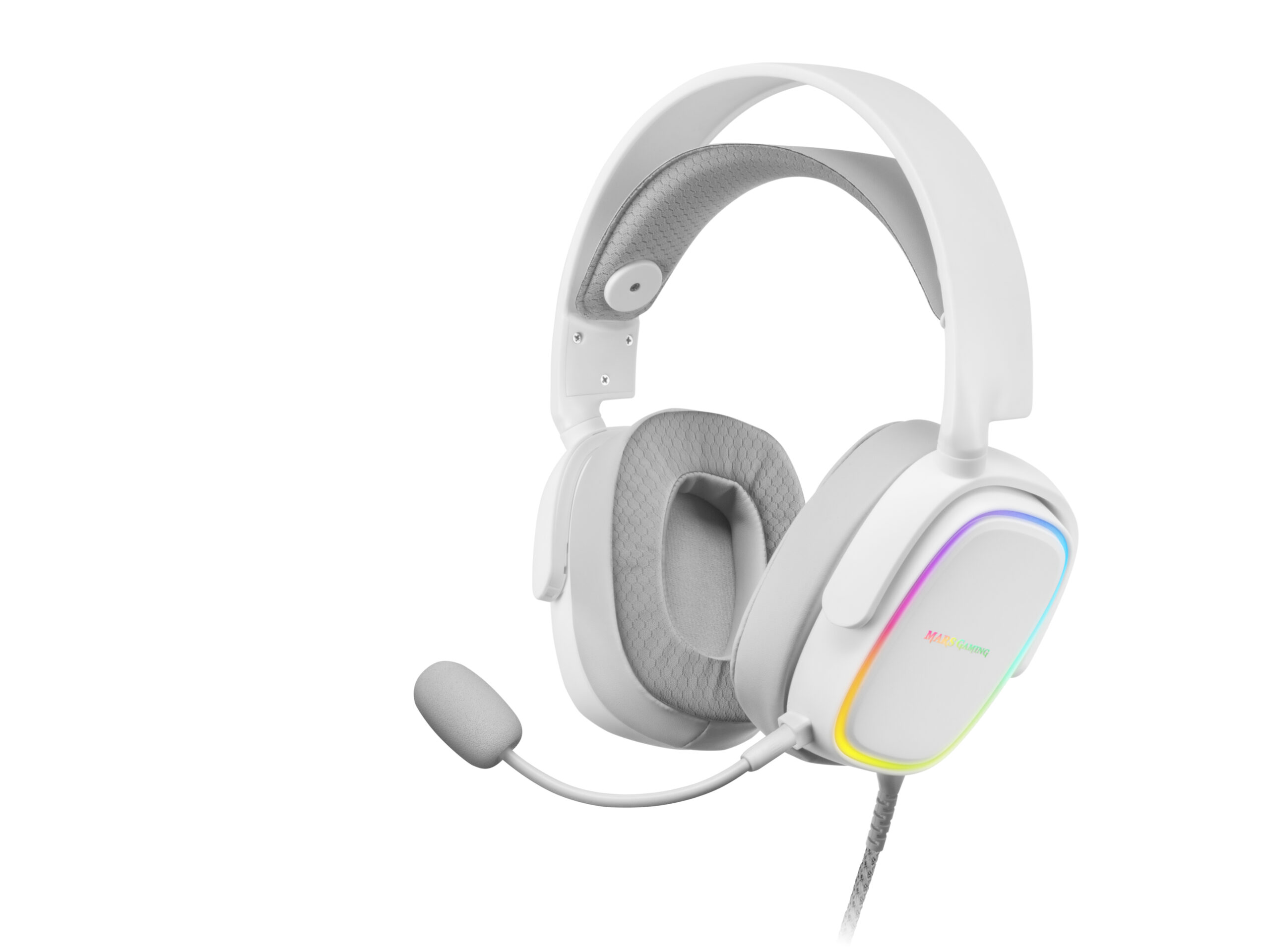 Mars Gaming MHAX Blanco, Auriculares Gaming RGB, Micrófono Extraíble, HiFi, Compatibilidad Multiplataforma
