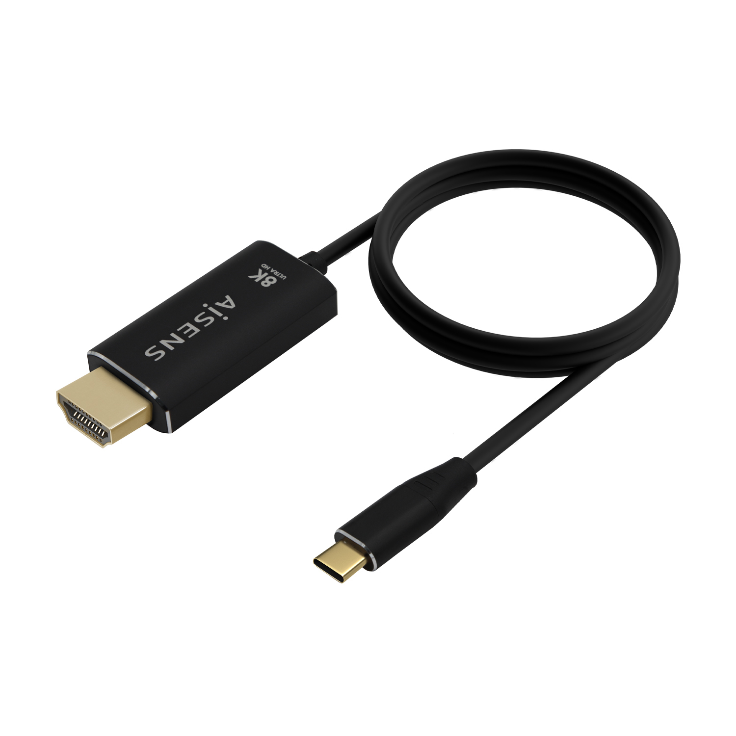 AISENS Cable Conversor Aluminio USB-C A HDMI 2.1 8k@60Hz, USB-C/M-HDMI/M, Negro, 1.0m - Imagen 2