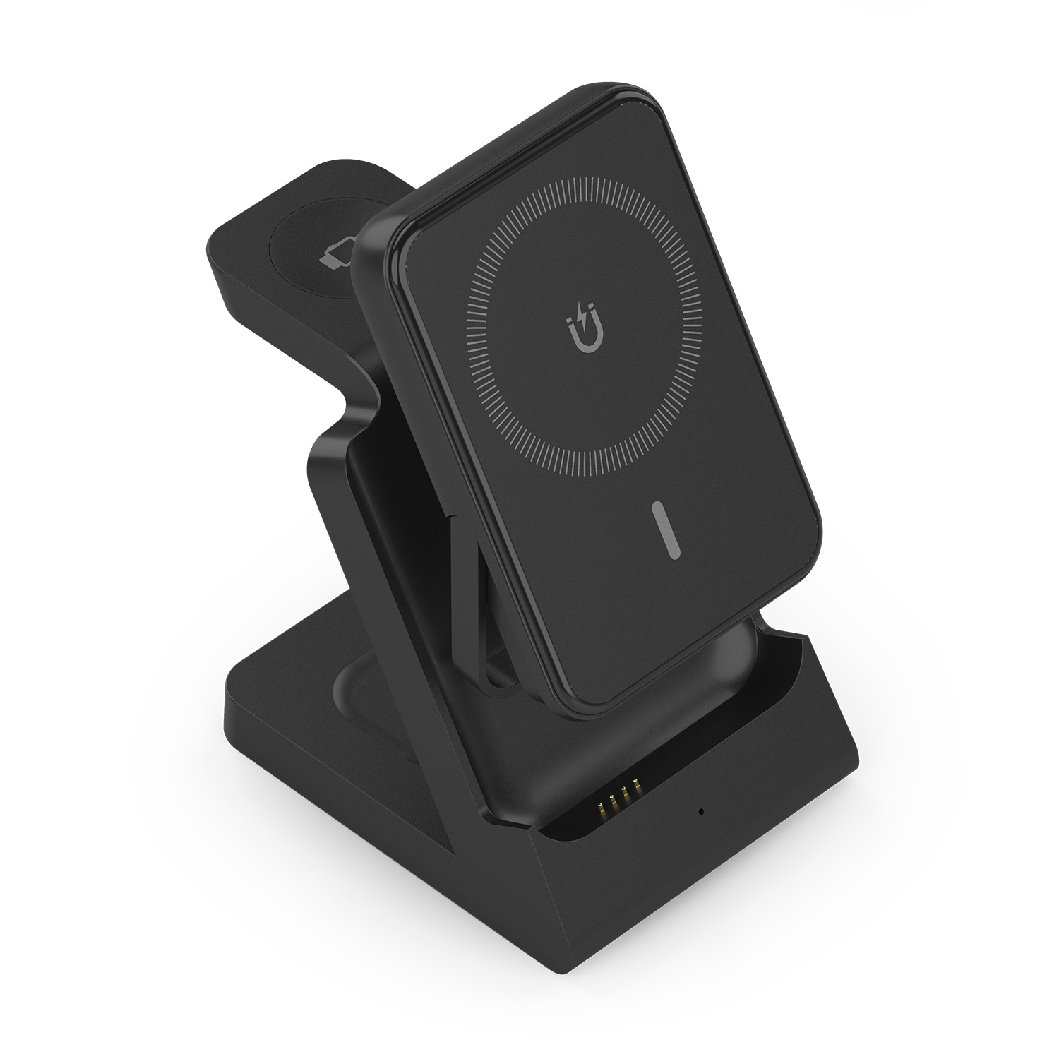 AISENS Cargador Inalambrico USB-C 4 en 1 De 15W Para Movil, Apple Watch, Auriculares Con Estuche De Carga, Negro - Imagen 2