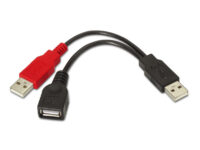 AISENS A101-0030 cable USB USB 2.0 0,15 m 2 x USB A USB A Negro, Rojo