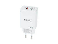 TooQ Cargador de Pared GaN USB-C/PD + USB-A/QC 45W, Blanco