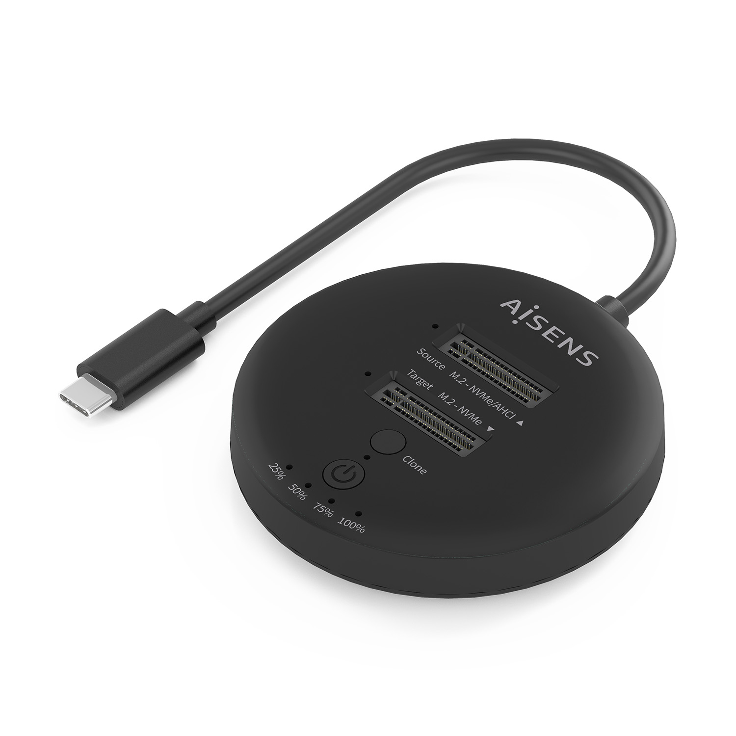 AISENS Estacion De Docking De Doble Bahia NVME a USB 3.2 Gen2x2, Clone, Negro - Imagen 2