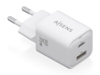AISENS Cargador Gan 35W, 1xUSB-C PD3.0 QC4.0, 1xUSB-A QC3.0, Blanco