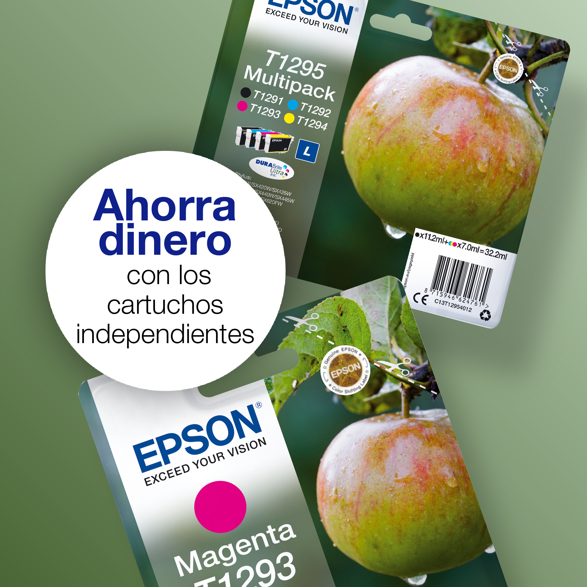 Epson Tinta cian T1292 DURABrite Ultra Manzana - Imagen 2