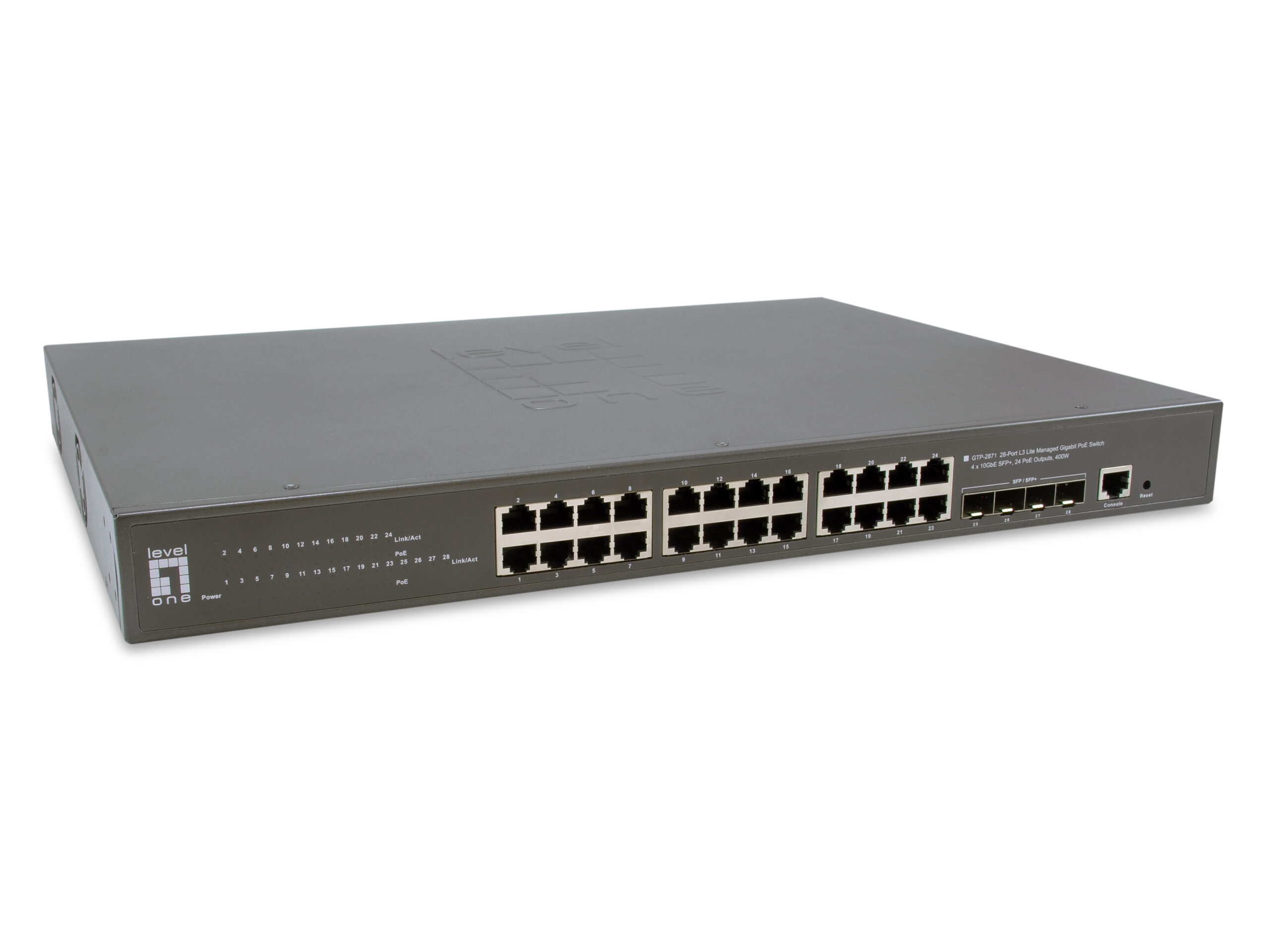 LevelOne GTP-2871 switch Gestionado L3 Gigabit Ethernet (10/100/1000) Energía sobre Ethernet (PoE) Gris