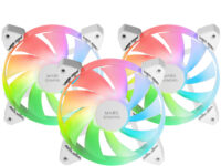 Mars Gaming MF-3A, Kit 3x Ventiladores FDB Ultrasilenciosos 120mm, Iluminación ARGB Rainbow 360º Sin Marco, Ventialdores 3en1 con Compatibilidad Total ARGB, Doble Conector ARGB Macho + Hembra, Blanco