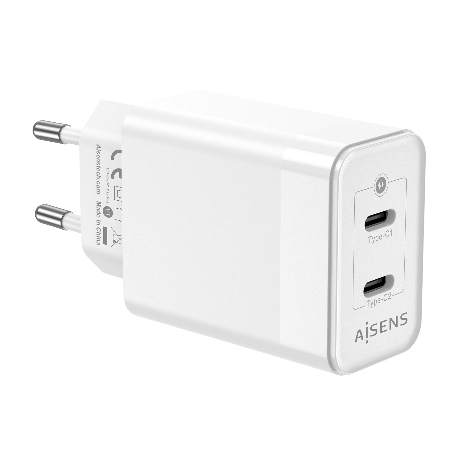AISENS Cargador Gan 45W, 2xUSB-C PD3.0 QC4.0, Blanco - Imagen 3