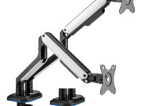AISENS Soporte De Mesa RGB Gaming Contrapeso Giratorio E Inclinable Para Monitor/TV 9kg (3 Pivotes, 2 Brazos) De 17-32, Negro-Blanco