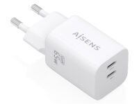 AISENS Cargador GaN 65W, 2xUSB-C PD3.0 QC4.0, Blanco