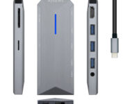 AISENS USB-C Dock 9 en 1, USB-C a 1x HDMI, 1xRJ45, 3x USB, 1x PD, 1x Audio, 1x SD, 1x Micro SD, Gris, 15 cm