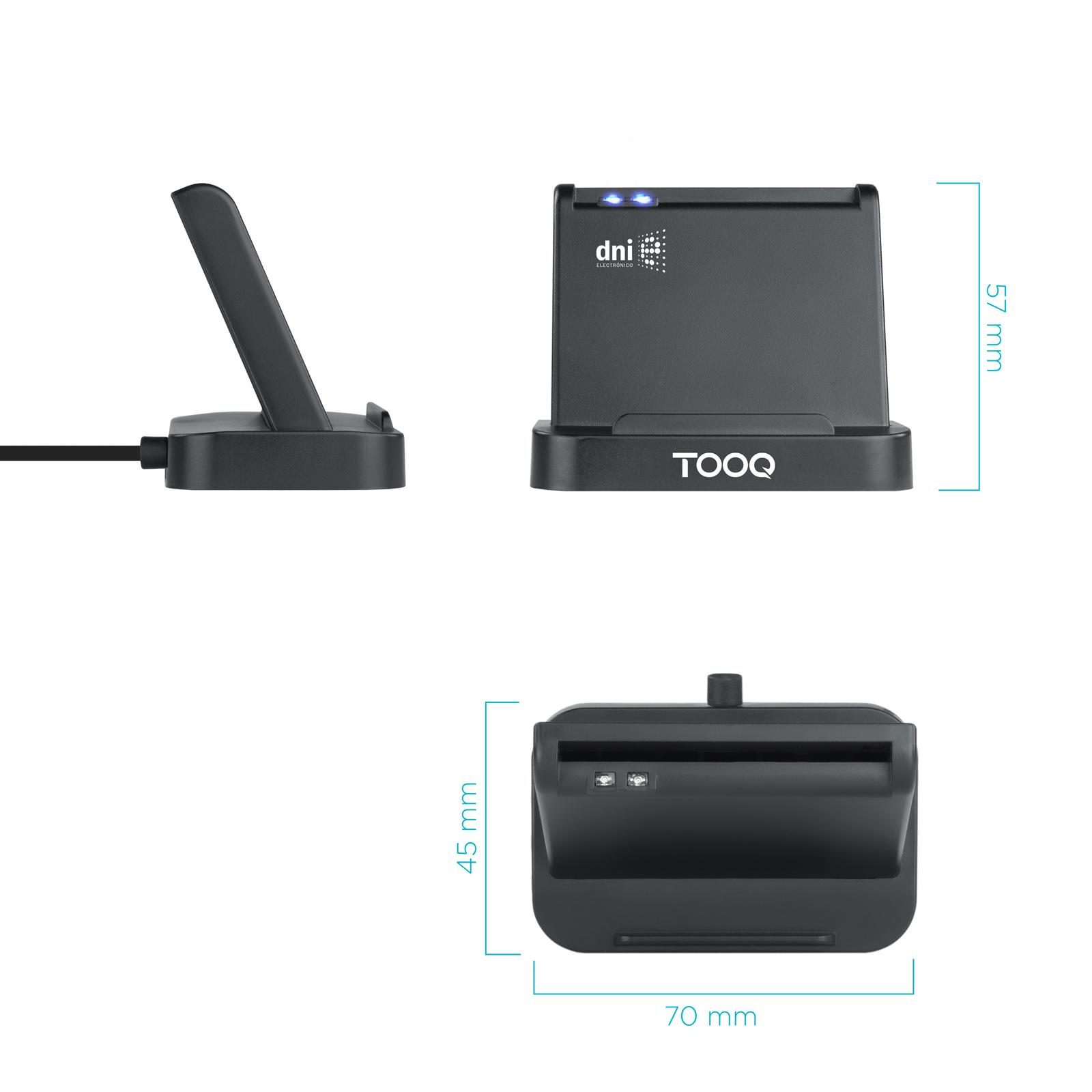TooQ Lector de Tarjetas Inteligentes DNIe VISION USB 2.0, Negro - Imagen 3
