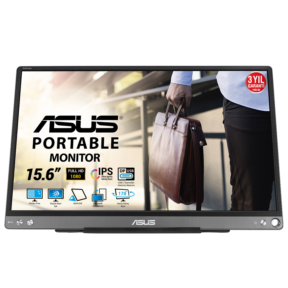ASUS ZenScreen MB16ACE pantalla para PC 39,6 cm (15.6') 1920 x 1080 Pixeles Full HD LED Gris