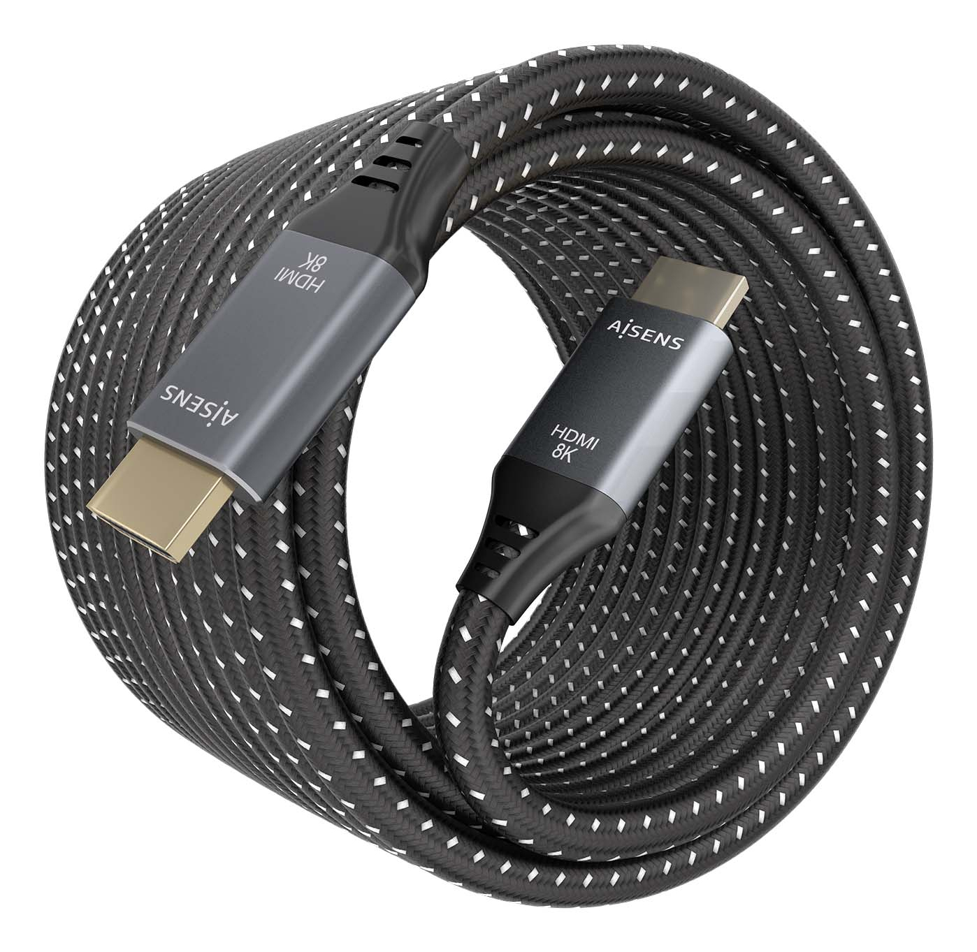 AISENS Cable HDMI V2.1 ultra alta velocidad / HEC 8K@60Hz 48Gbps, A/M-A/M, Gris/Negro, 7.0m - Imagen 2