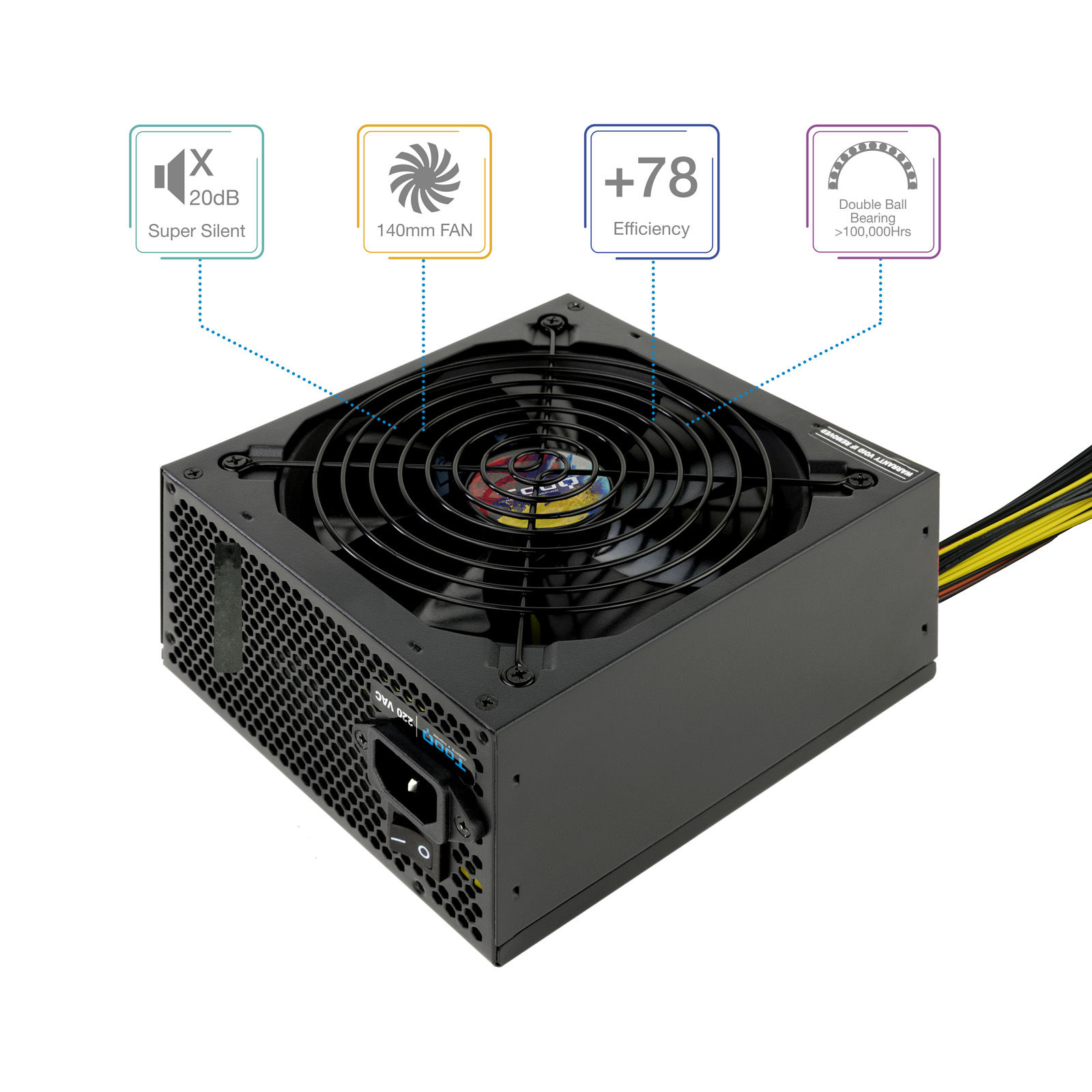 TooQ TQAPOLO-600SP unidad de fuente de alimentación 600 W 20+4 pin ATX ATX Negro - Imagen 2