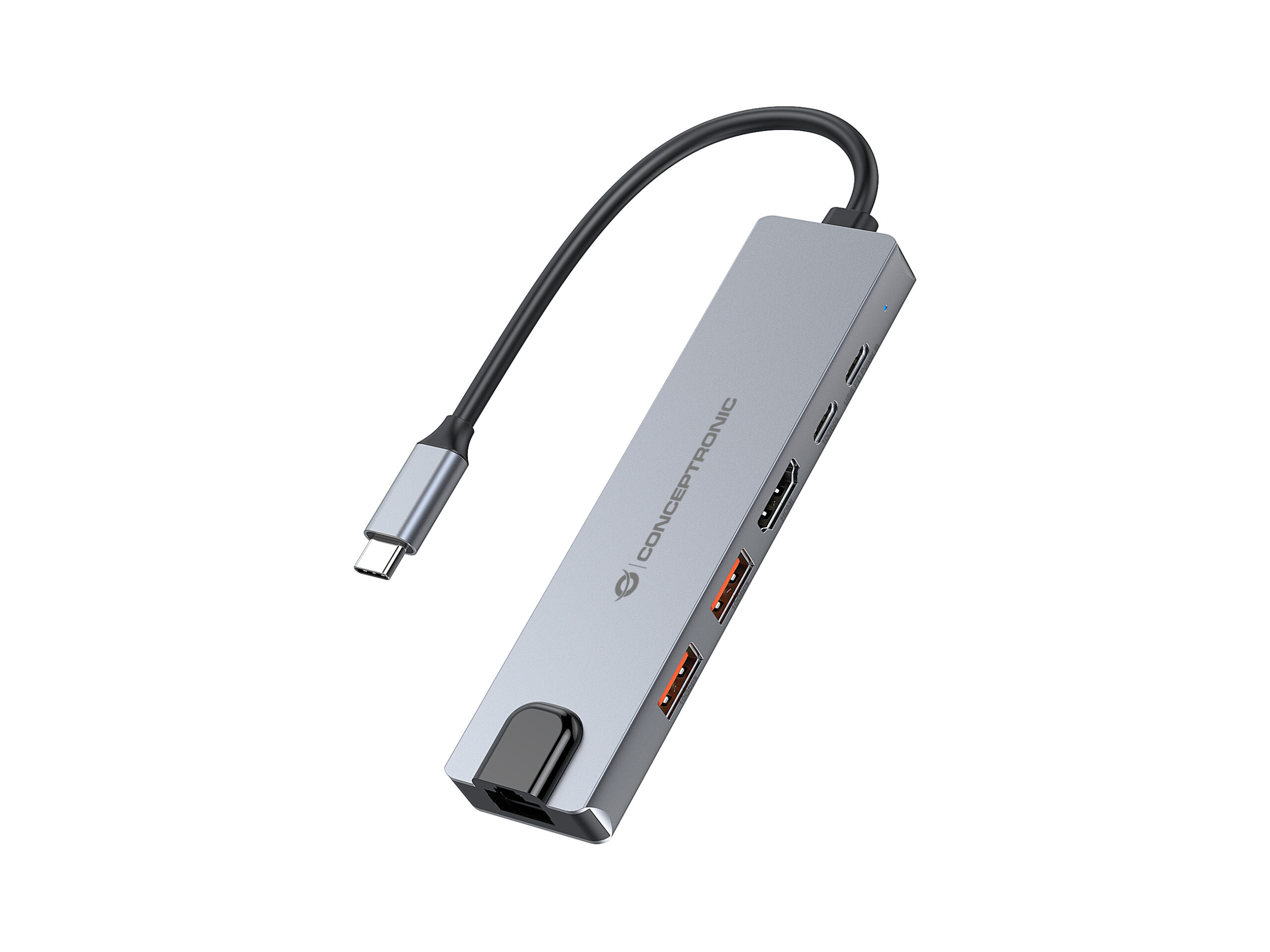 Conceptronic DONN29G base para portátil y replicador de puertos Alámbrico USB 3.2 Gen 2 (3.1 Gen 2) Type-C Gris