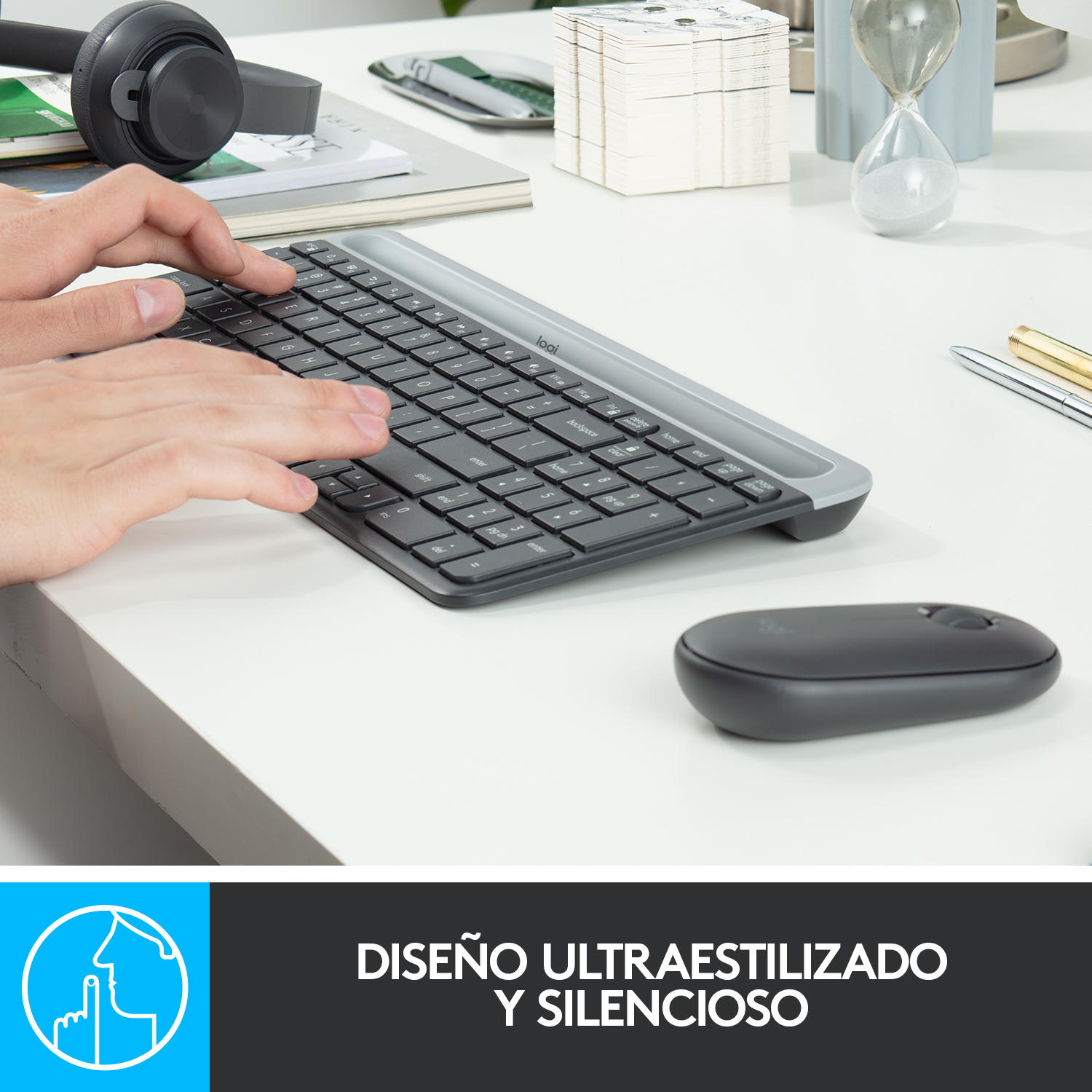 Logitech Slim MK470 teclado Ratón incluido Universal RF inalámbrico QWERTY Español Grafito - Imagen 3