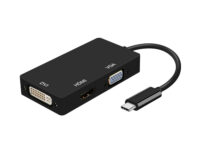 AISENS Conversor USB-C A DVI/HDMI/VGA, USB-C/M-DVI/H-HDMI/H-VGA/H, Negro, 15cm