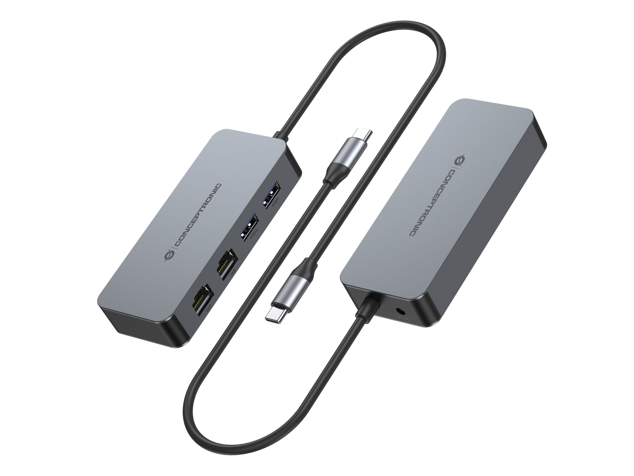Conceptronic ABBY24G base para portátil y replicador de puertos Alámbrico USB 3.2 Gen 1 (3.1 Gen 1) Type-C Gris - Imagen 3