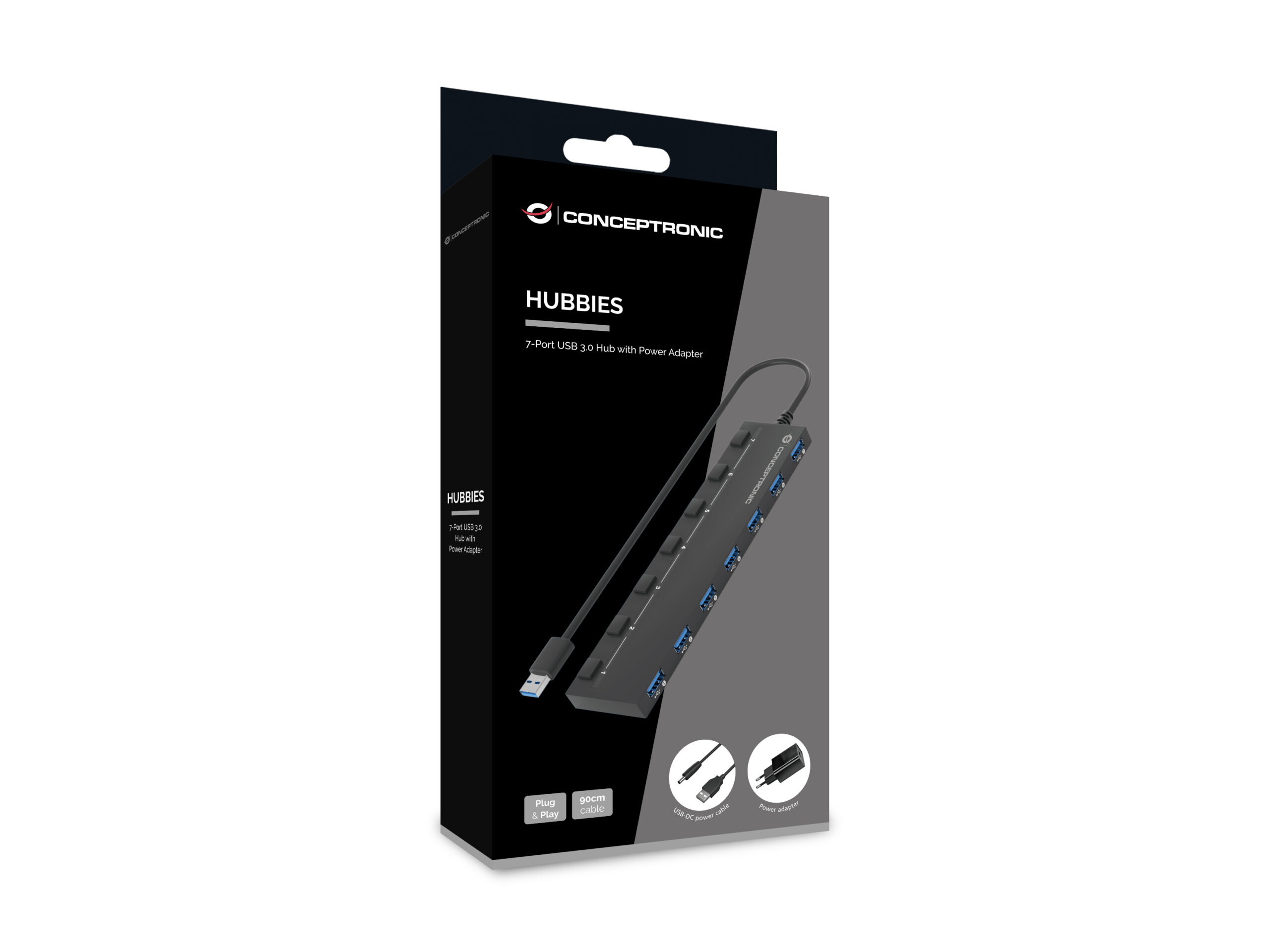 Conceptronic HUBBIES19BP hub de interfaz USB 3.2 Gen 1 (3.1 Gen 1) Type-A 5000 Mbit/s Negro - Imagen 3