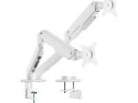 AISENS Soporte de Mesa Eco Contrapeso Giratorio e Inclinable para Monitor/TV 9kg (3 PIVOTES, 2 BRAZOS) de 17-32, Blanco