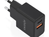 AISENS Cargador GaN 20W, 1xUSB-C PD3.0, 1xUSB-A QC3.0, Negro