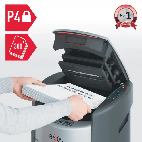 Rexel ShredMax AutoFeed+ 300X triturador de papel Corte cruzado 55 dB 22,5 cm Negro - Imagen 2