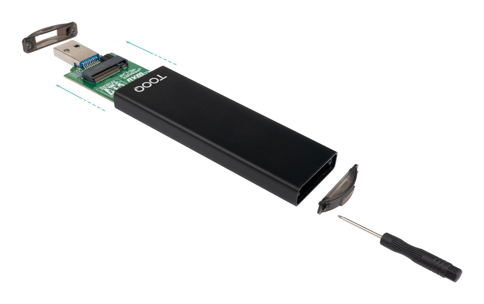 TooQ Caja Externa USB-C/M + USB-A/M para SSD M.2 NGFF/NVMe, Negra - Imagen 3