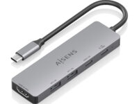 AISENS USB-C Dock 5 en 1, USB-C a 1xHDMI 2xUSB-A 1xUSB-C 1xUSB-C PD, Gris, 15cm