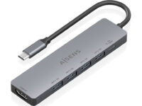 AISENS USB-C Dock 6 en 1, USB-C a 1xHDMI, 4xUSB-A, 1xUSB-C PD 100W, Gris, 15cm